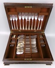 Victorian Cutlery Canteen / Set. Old English pattern. Elkington Silver Plate VTG