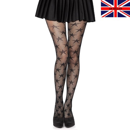 Womens star print - fishnet, lace