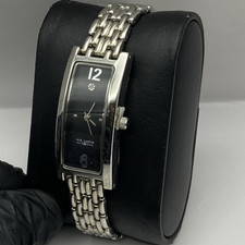 18mm Via Lucia 181 Black Dial Silver Tone Quartz Watch Untested Parts / Repair