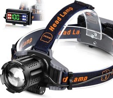 MIAOKE Head Torch, USB Rechargeable Headlamp 100000 Lumen Super Bright IPX5 Wat