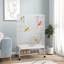 PawHut Bird Cage, with Stand, Wheels, Toys, for Budgies, Finches, Parakeets