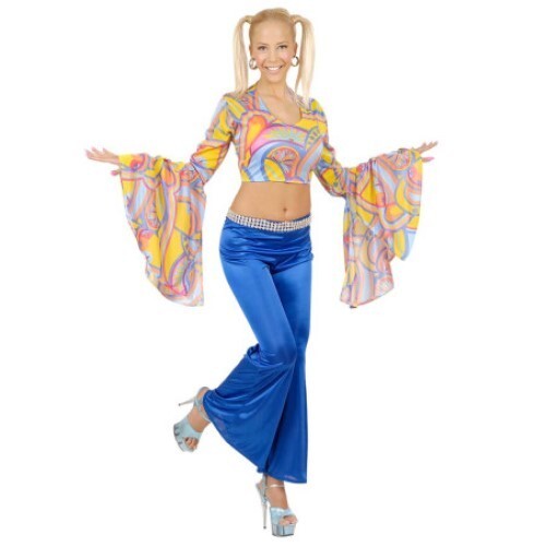 Ladies blue flare trousers - ladies,