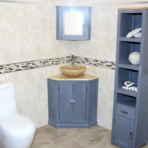 Grey painted bathroom corner - bathroom,