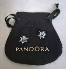 Genuine Pandora Blue Crystallised Snowflake Earrings. ALE 925 Blue Sparkling.