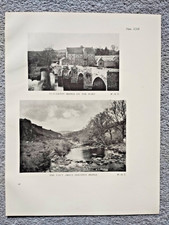 Staverton Bridge and the Tavy above Horndon Bridge, Devon - Antique Print - 1932