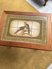 Vintage Tiled Top Teak Side Table Birds Danish Part Nest 1970s Retro