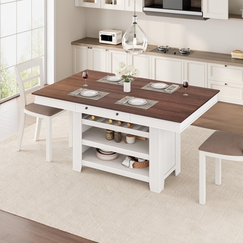 Tall wooden dining table - wooden,