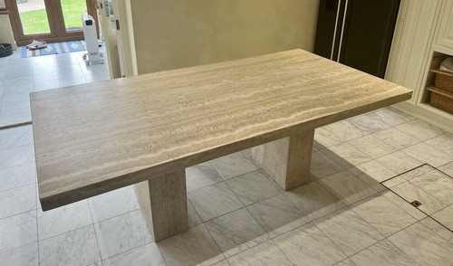 Solid travatine dining table - travatine,