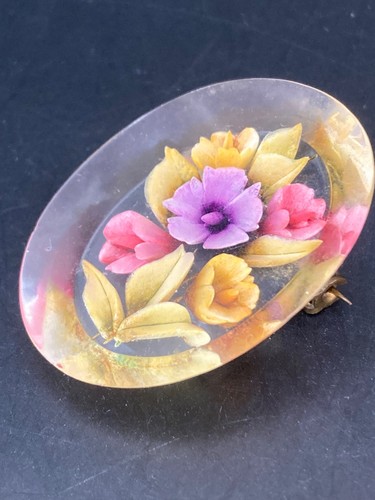 Vintage oval reverse carved - vintage,