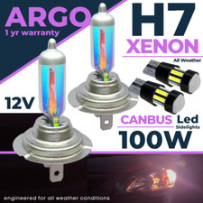 2x H7 Xenon White Led Headlight Bulbs 100w All Weather Dipped 501 Side light 12v