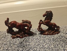 Vintage Pair of Majestic Red Resin Horses