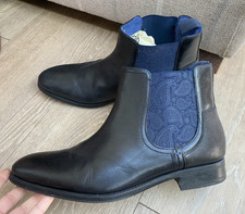 MENS BLACK LEATHER TED BAKER TRAVIC CHELSEA BOOTS, UK 9/43