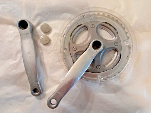 Steel silver double crankset - steel,