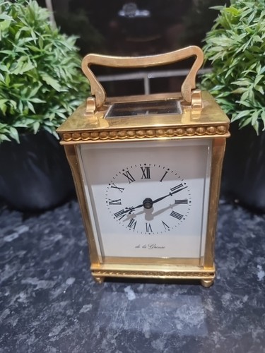 Vintage brass carriage - brass, clock