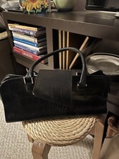 Zara Black Leather Hand Bag with Zip Closure and Shoulder Strap