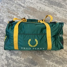 Vintage Fred Perry Bag Green Holdall Duffel Weekend Travel Strap 1992 Olympics