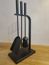 3 Piece Fireplace Tool Set. Black Steel Shovel/Brush/Poker 18.5" in Height