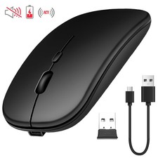 Slim Wireless 2.4G & Dual Bluetooth Rechargeable Mouse for Tablet PC Laptop iPad
