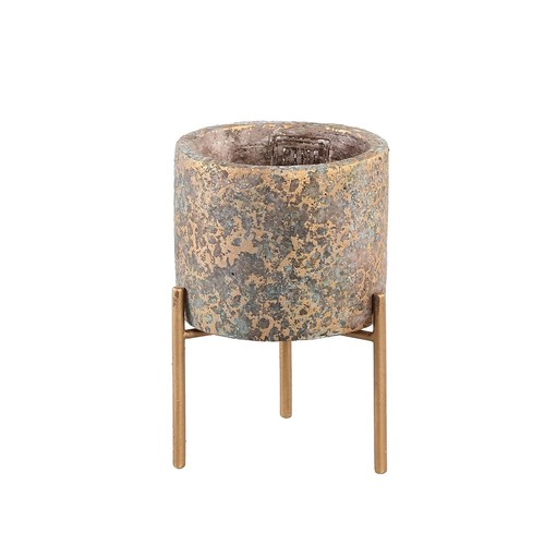 Blue green gold plant pot - gold, on