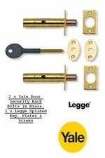 RACK BOLTS 2 x YALE DOOR SECURITY BOLTS, BRASS FINISH WITH 1 x LEGGE SPLINED KEY