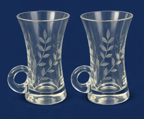 Pair etched glass vases - etched,