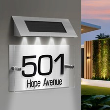 Solar Light House Door Sign LED Illuminated Door Number Plaque Metal Plate Sign