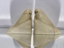 Bookends Pair Of RARE VTG. Art Deco Marble Egyptian Revival Budgie Bird Bookends