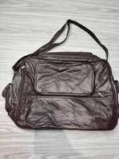 Cotton Traders Dark Brown Patch Leather Overnight / Weekend Bag Brown