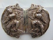 STERLING SILVER ANTIQUE BURMESE MONKEY GOD BELT BUCKLE - 81 GR