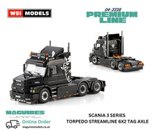 WSI | 04-2228 Scania 3 Series Torpedo Streamline 6x2 Tag 1:50 Scale