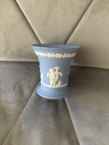 Wedgwood blue jasperware vase - wedgwood,
