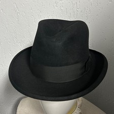 Men’s 1940s Black Homburg Hat European Wool Vintage 56 Cm 7 UK