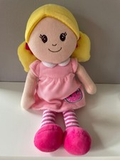 Argos Blonde Girl Rag Doll Pink Watermelon Dress Soft Plush Toy Chad Valley