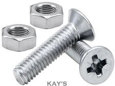 M2.5, M3, M4 POZI COUNTERSUNK MACHINE SCREWS WITH NUTS ZINC PLATED BZP CSK BOLTS