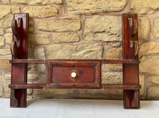 Antique Wooden Gun Rack with Drawer Shooting Hunting Display Shelf - EVRI