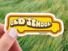 Old School Waterproof Vinyl Sticker, Throwback Retro Vintage Design, School Bus
