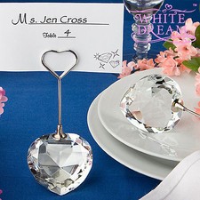 Crystal Heart Shape Place Card Holder - Wedding Favour | Table Decoration Choice