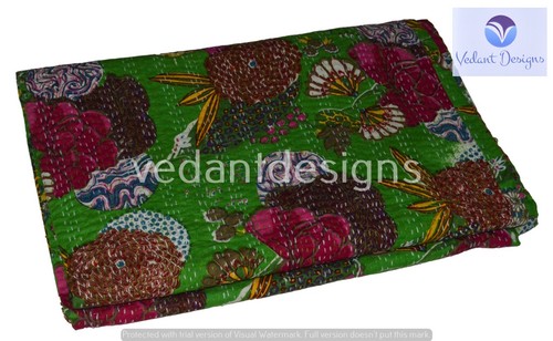 Indian embroidery kantha quilt - embroidery,