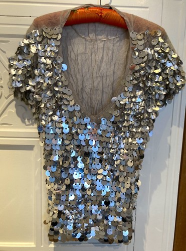 Zara silver sequined top - silver,