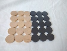 Set of Wooden Backgammon Pieces 25mm x 5mm - Light Brown / Black
