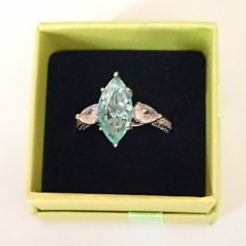 Silver tone marquise aqua - silver-tone,