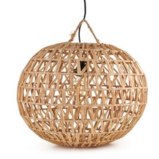 Boho Rattan Wicker Pendant Lampshade – Natural Light Fixture Cover (16-18”)