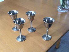Set of 4 Vintage Valero Falstaff Silver Plate Wine Goblets Twisted Vine Stem