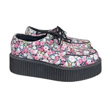 T.U.K. Sanrio Hello Kitty Daisy Mondo Creepers Lace Up Platform Shoes Size 8