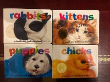 Touch and Feel Book Set - Puppies, Rabbits, Chicks And Kittens