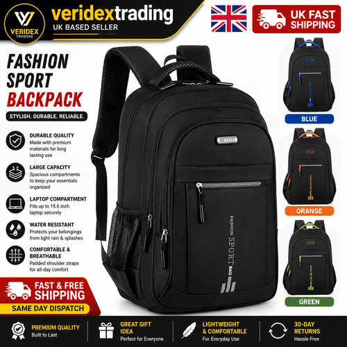 Black backpack rucksack - black,