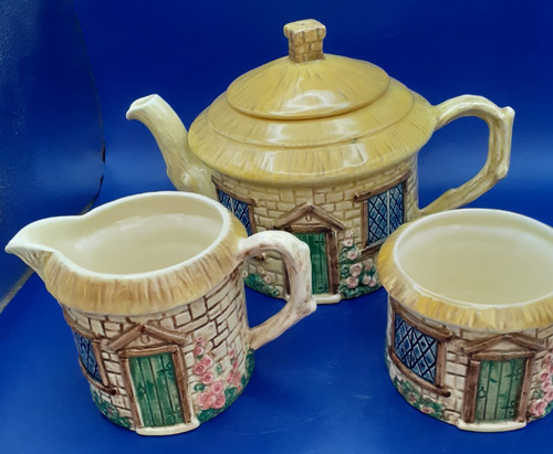 Sylvac thatched cottage teapot - sylvac,