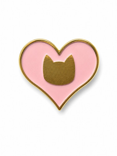 Cute pink cat heart enamel - pink,