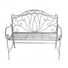 2 Seat Oriental Vintage Garden Bench - Wrought Iron, Grey Finish, Easy Assembly