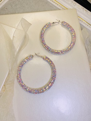 Hoop earrings big sparkle - hoop,